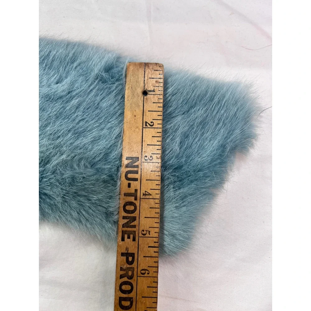 Vintage Style Dusty Blue Faux Fur Detachable Coat Collar with Elastic Loops 21in